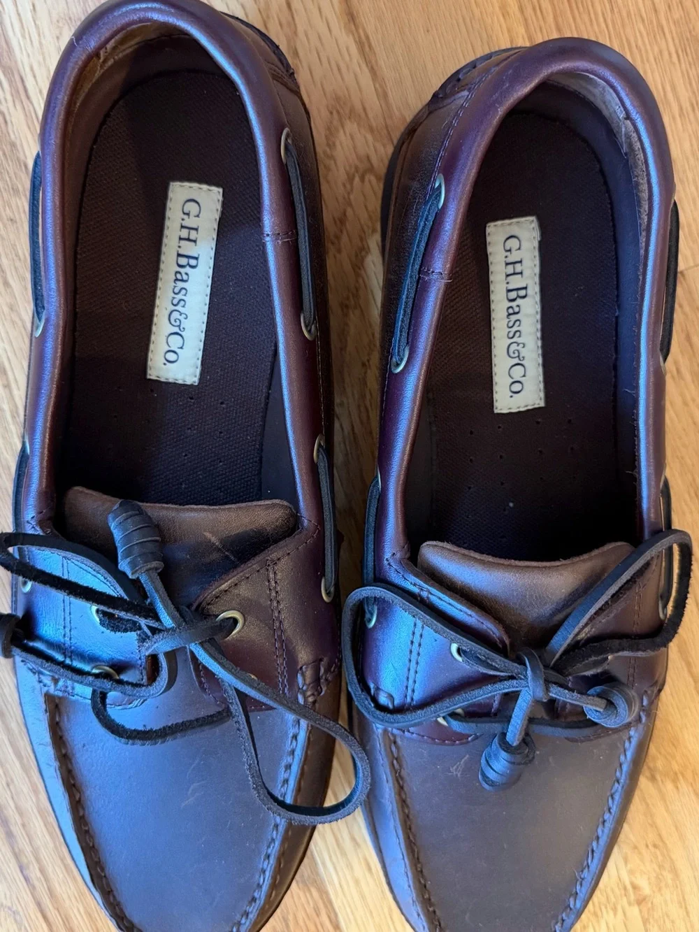 G.H. Bass & Co. Dark Brown Leather Moc Toe Boat Shoes